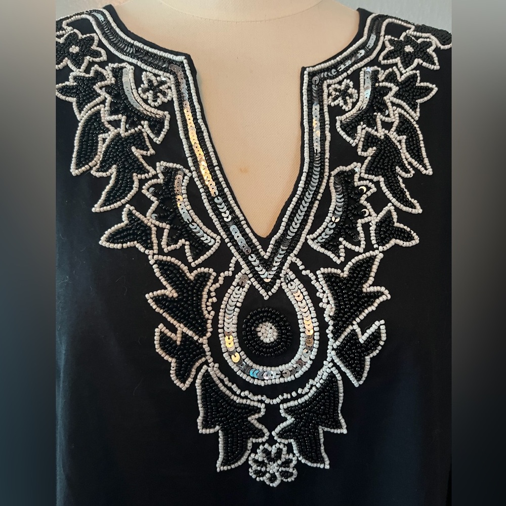 Island Republic Beaded Tunic 100% cotton size X-LARGE - Picture 2 of 9